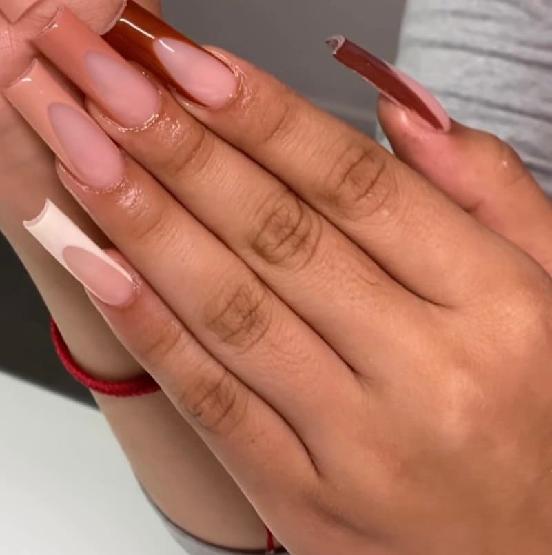 Brown French tips | Fall press Ons | Handmade Press On Nails
