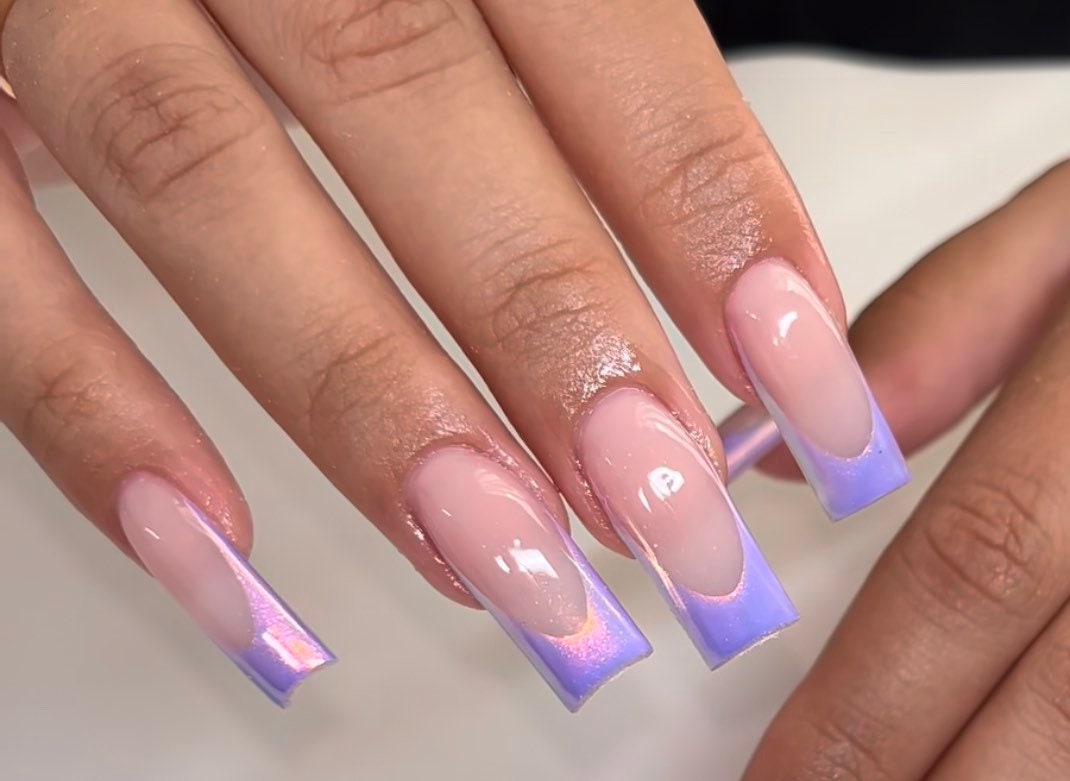 Purple Pearl Chrome French press ons | press on nails | Handmade Press On Nails