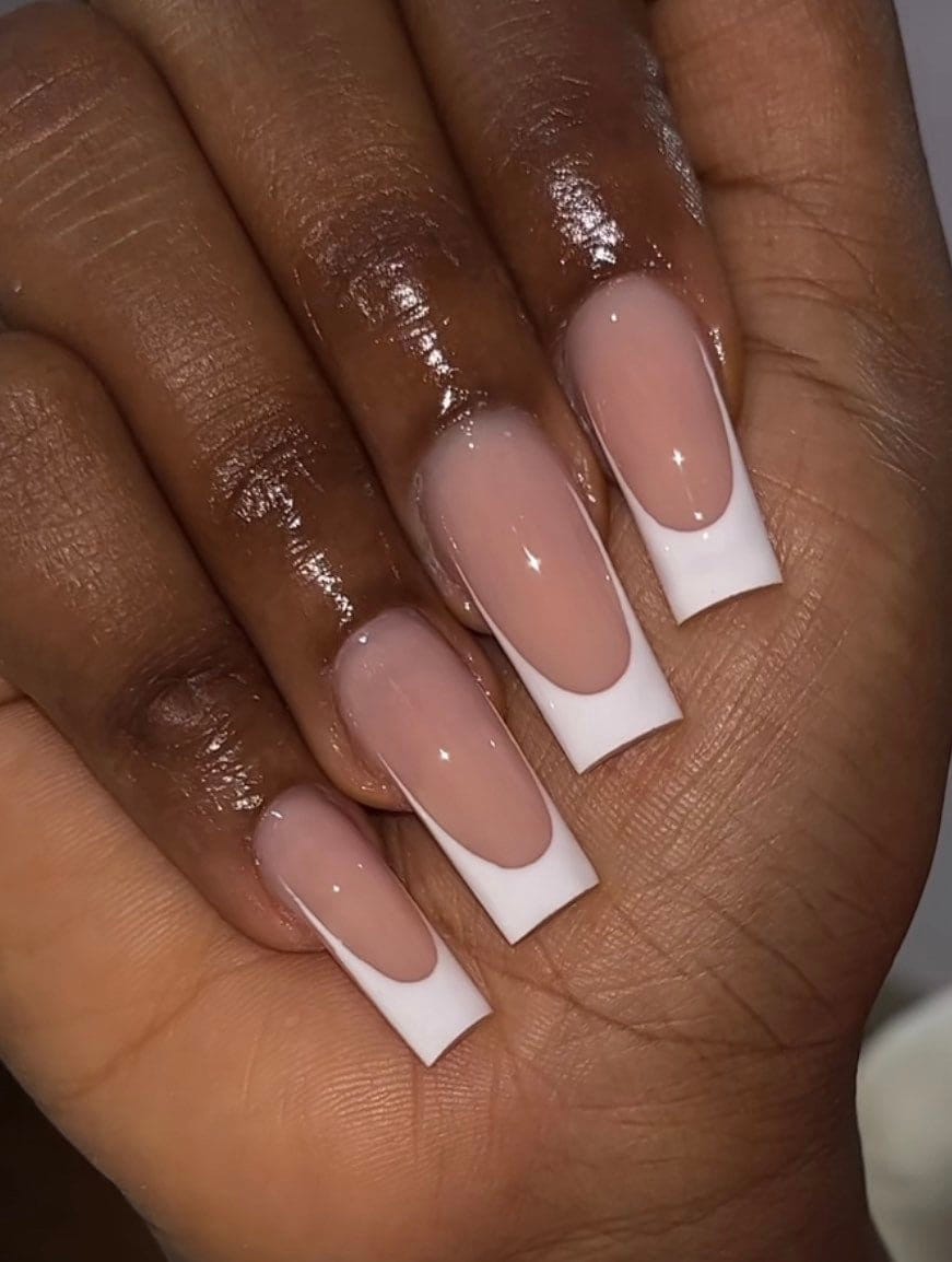 Classic White French press ons | press on nails | Handmade Press On Nails