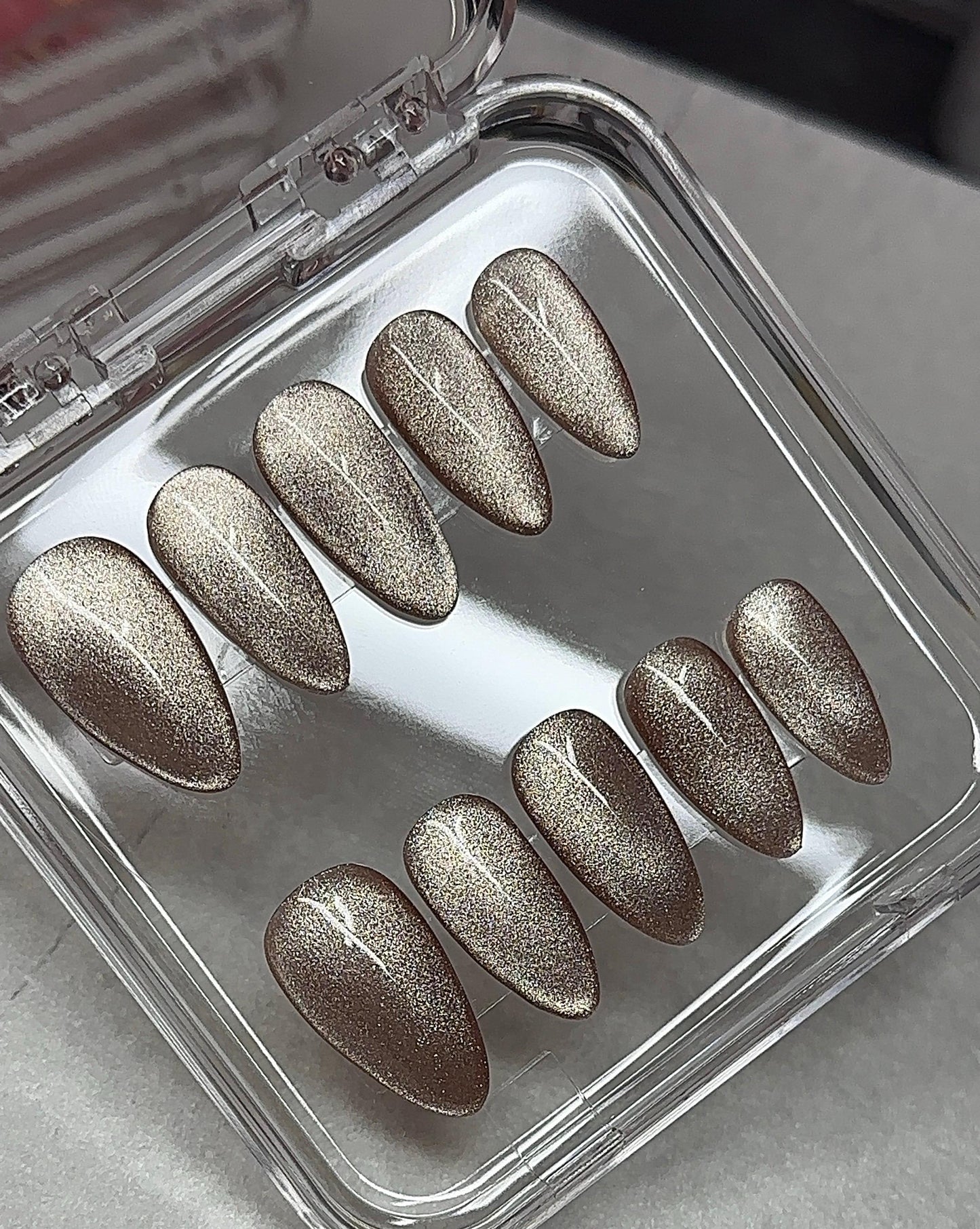 Velvet Cateye press ons | Fall press on nails | Handmade Press On Nails