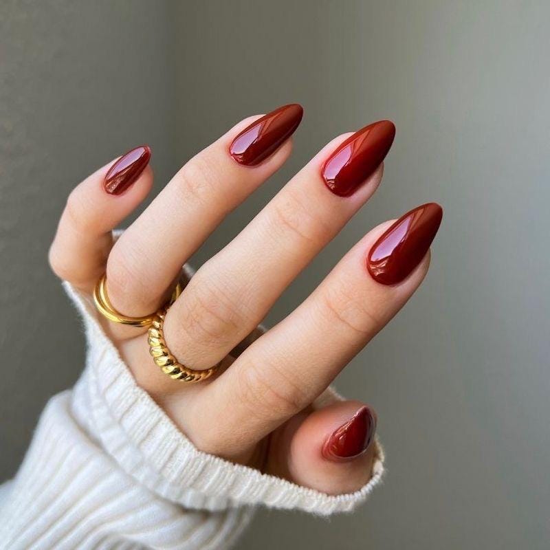 Chocolate Red Solid press ons | Spring press on nails | Handmade Press On Nails