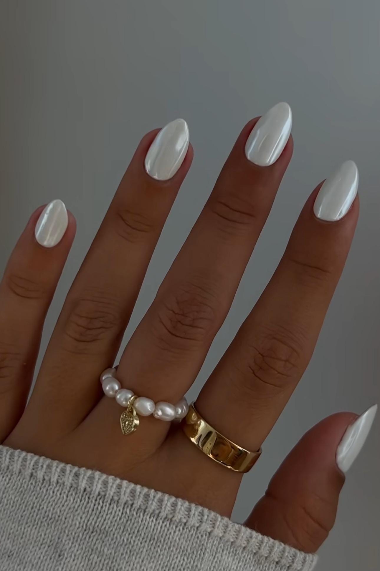 Icy White Glazed Chrome press ons | Spring press on nails | SpringPress On Nails | Handmade Press On Nails