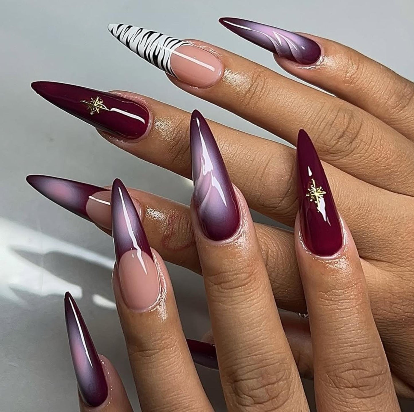 Burgundy Mix & Match press ons | Spring press on nails | Handmade Press On Nails