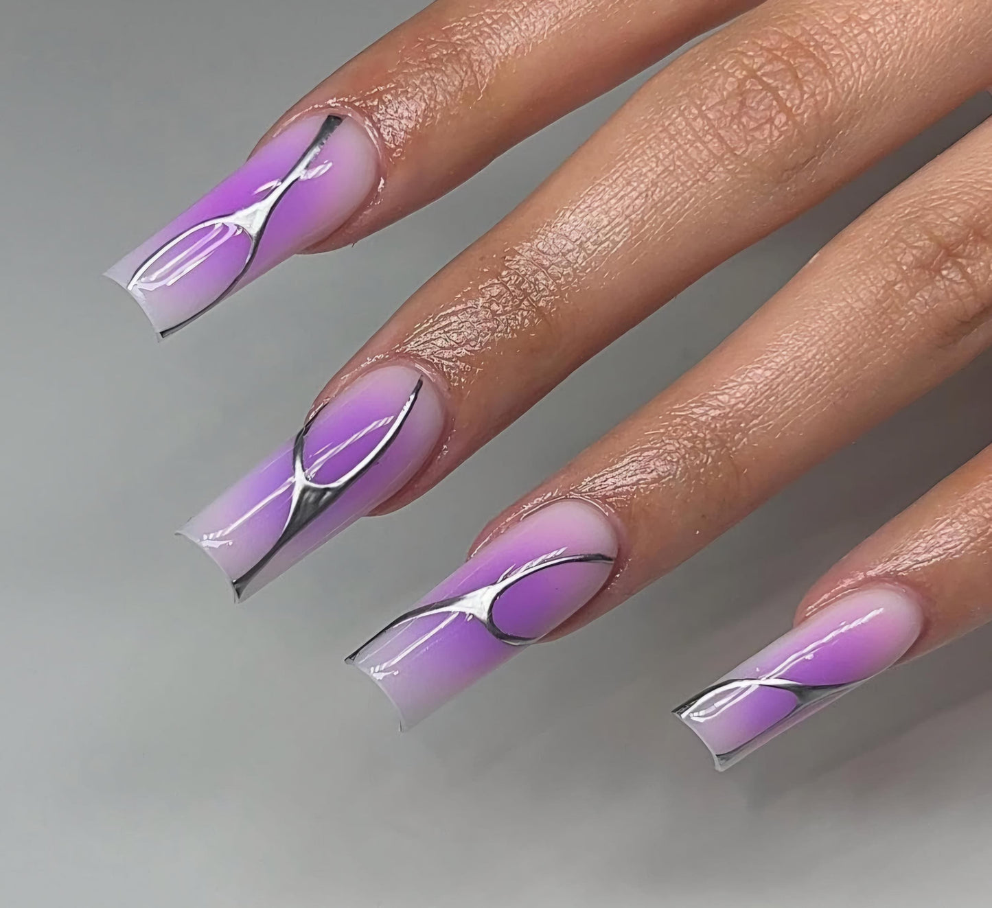 Purple Aura + Abstract Chrome press ons | Spring press on nails | Handmade Press On Nails | SpringPress on Nails