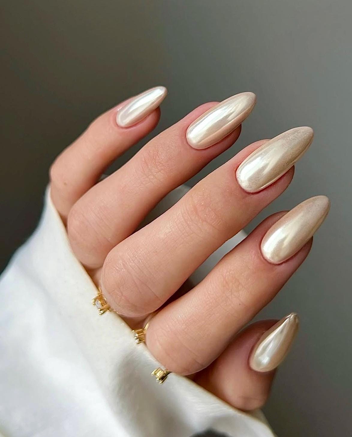 Vanilla Chrome press ons | Ready to Ship press on nails | Handmade Press On Nails