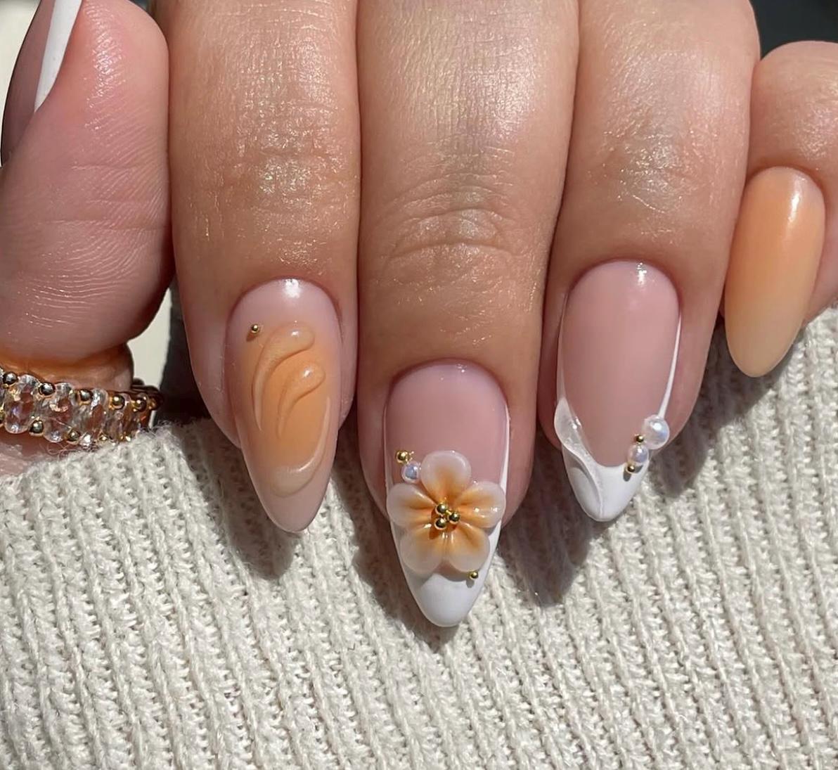 Orange Dreamsickle press ons | Spring press on nails | Handmade Press On Nails