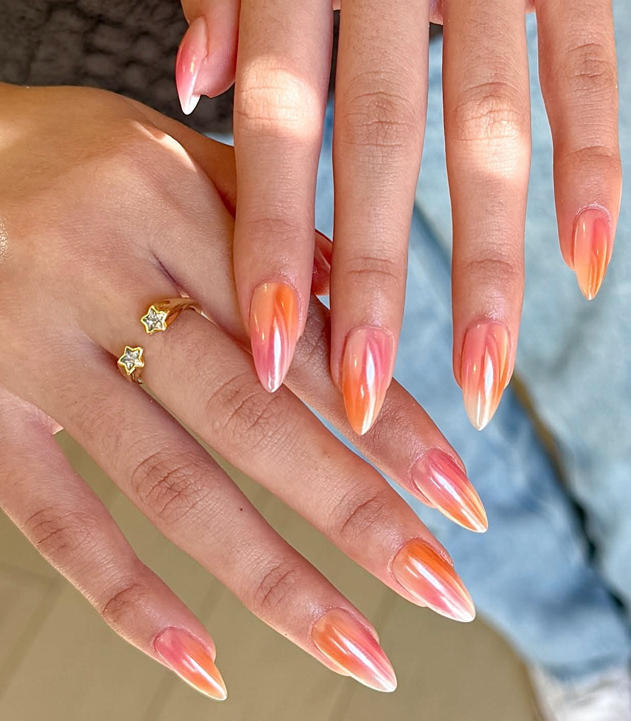 Glazed Sunset press ons | Spring press on nails | Handmade Press On Nails