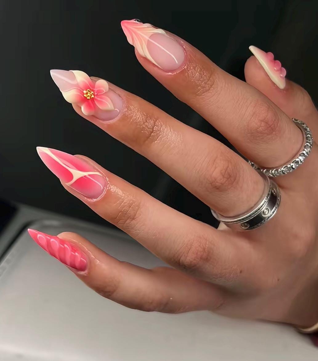 Coral Bliss Mix and Match press ons | Spring press on nails | Handmade Press On Nails