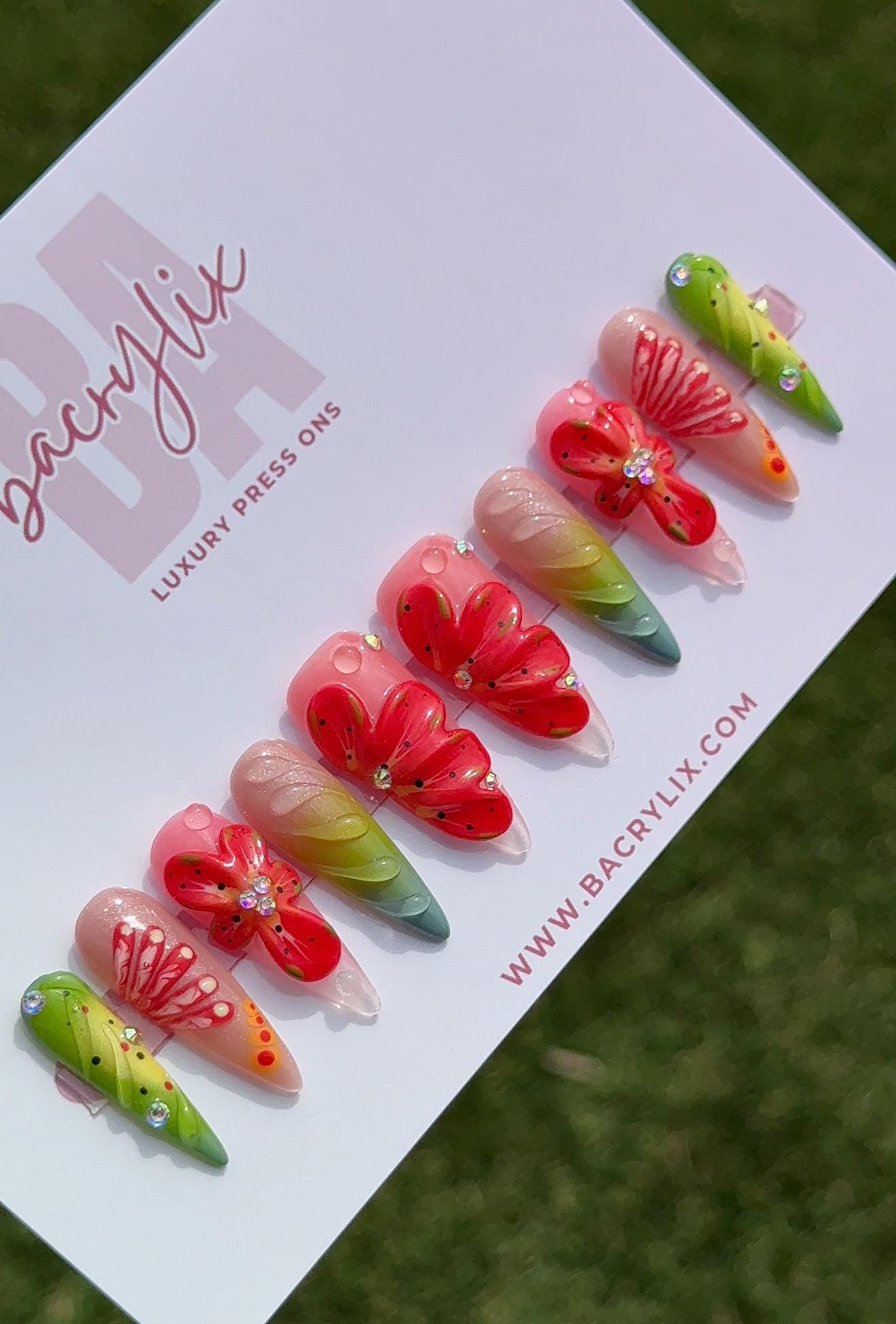 Fruit Punch Fantasy | Ready-to-Ship Press-On Nail Set | Sizes XS–L | Handmade Press on nails