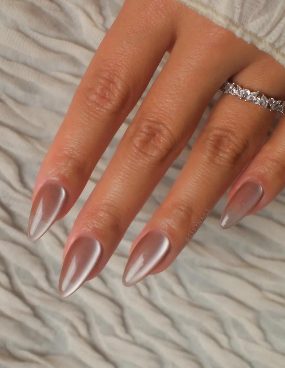 Minimalist Velvet Glass Cateye press ons | Spring press on nails | SpringPress On Nails | Handmade Press On Nails