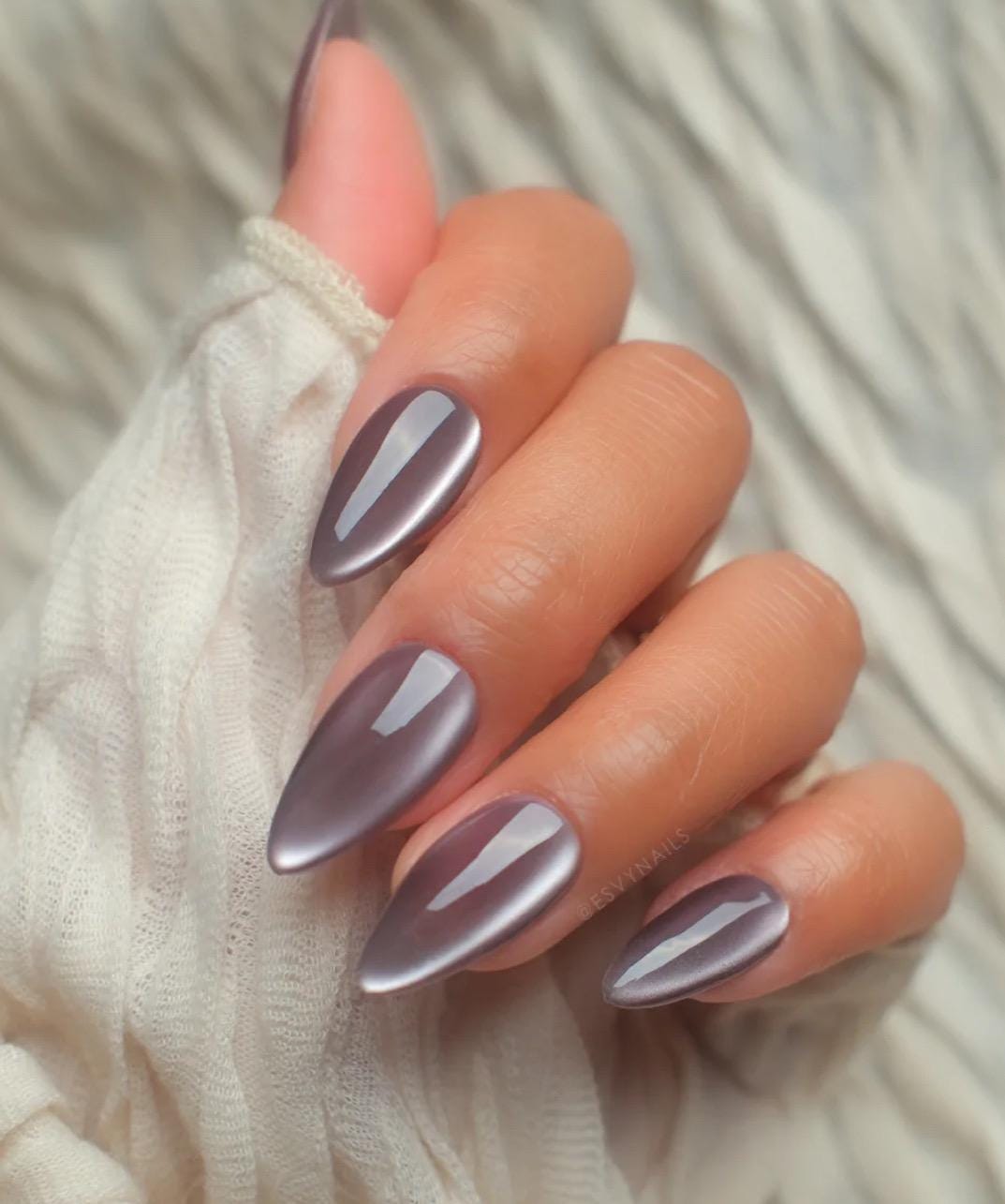 Storm clouds Velvet Glass Cateye press ons | Spring press on nails | SpringPress On Nails | Handmade Press On Nails
