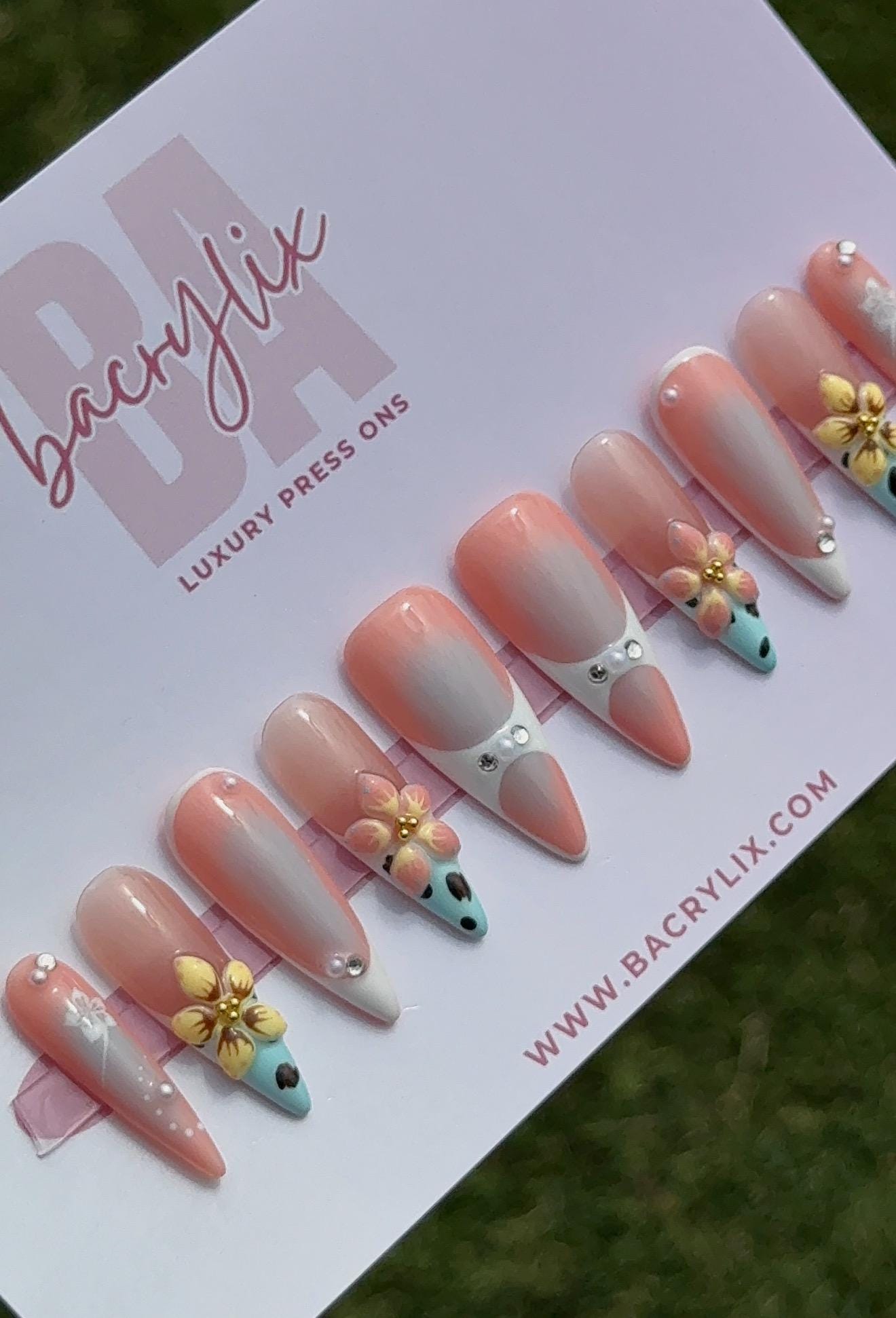 Pastel Paradise | Ready-to-Ship Press-On Nail Set | Sizes XS–L | Handmade Press on nails