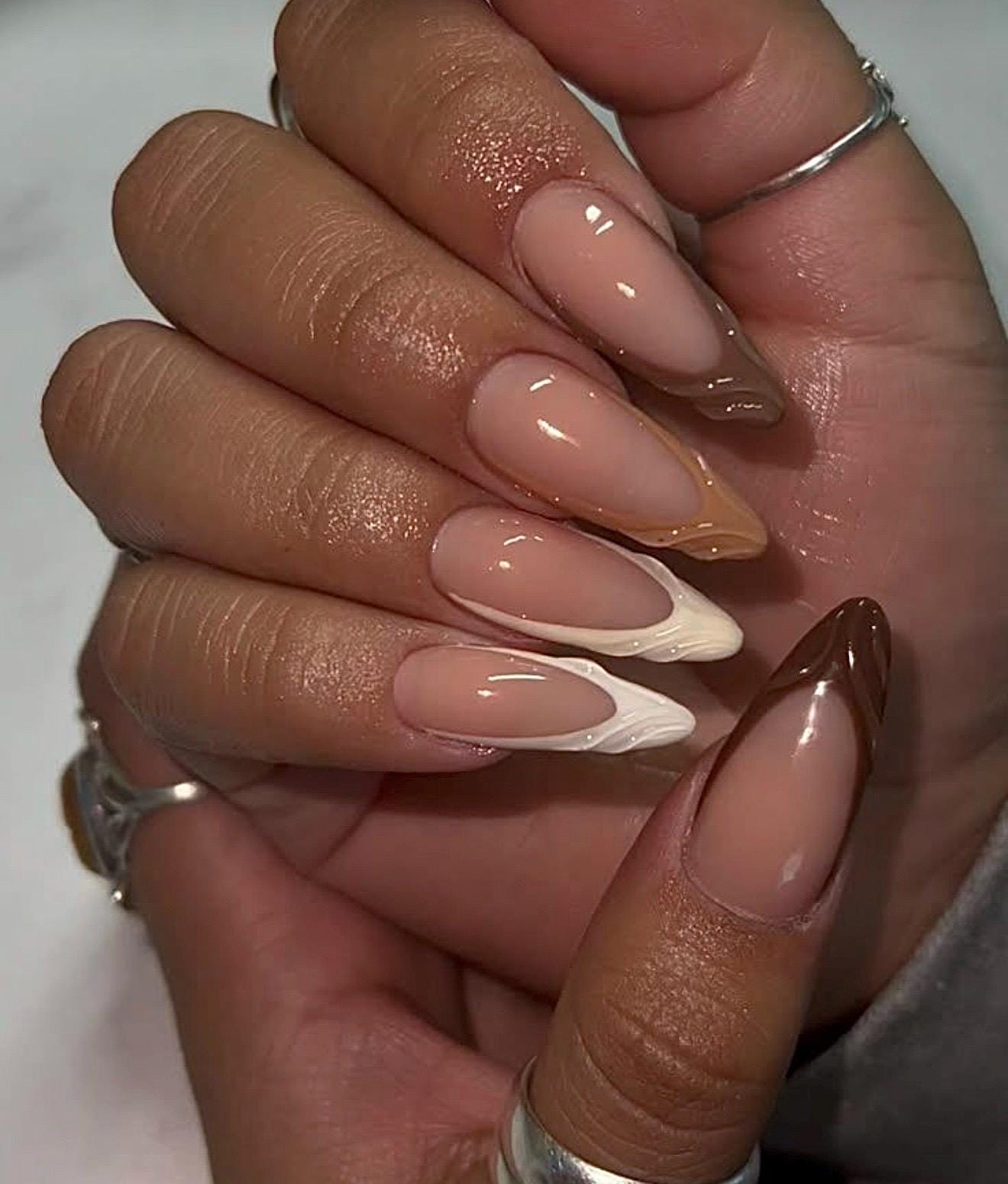 Brown Tones 3D French press ons | Fall press on nails | Handmade Press On Nails