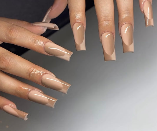 Medium Reverse Ombre French tip | French tip press Ons | Handmade Press On Nails