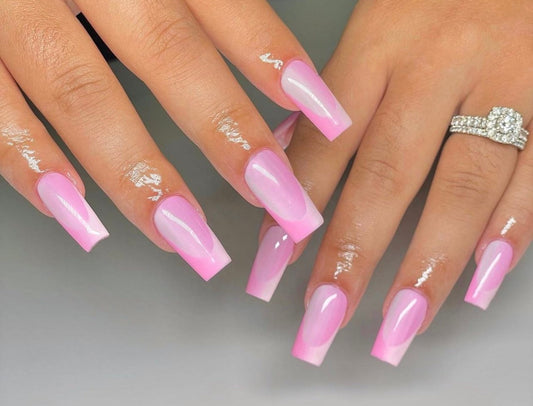 Medium Reverse Ombre French tip | French tip press Ons | Handmade Press On Nails