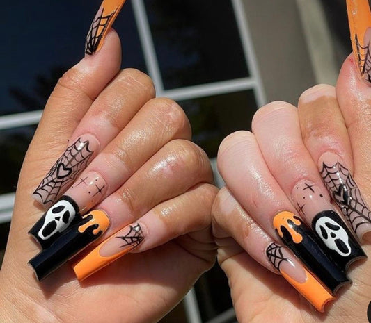 Halloween press ons | ghost face press ons | Handmade Press On Nails