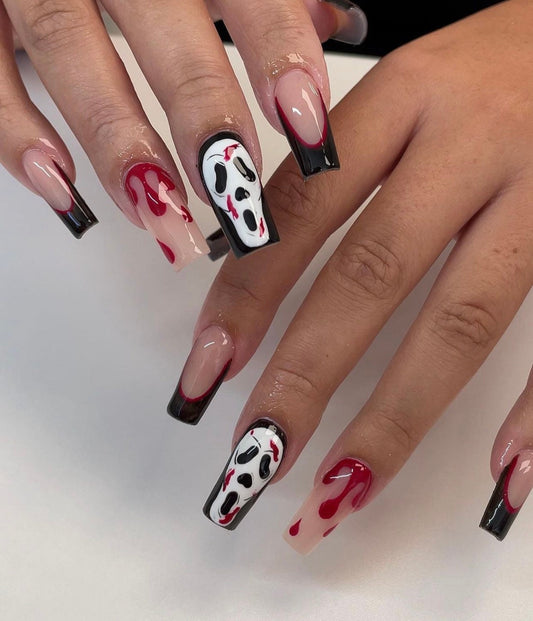Halloween press ons | ghost face press ons | Handmade Press On Nails