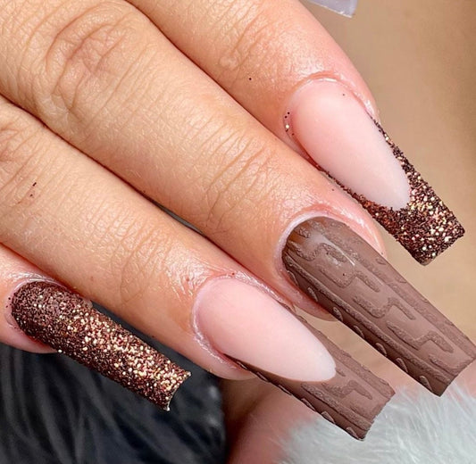 Brown Sweater Nails | Fall press on nails | Handmade Press On Nails