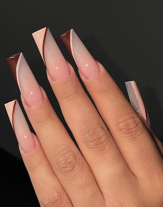 Brown Half V Cut Press ons | Christmas press on nails | Handmade Press On Nails