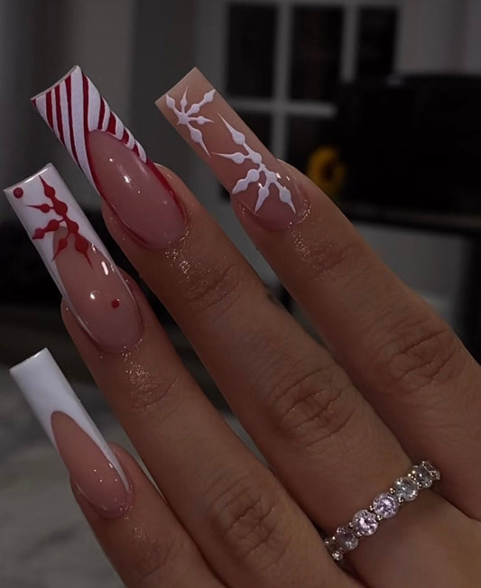 French + Sweater + Snowflake press ons | Christmas press on nails | Handmade Press On Nails