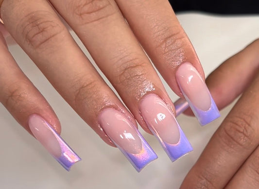 Purple Pearl Chrome French press ons | press on nails | Handmade Press On Nails
