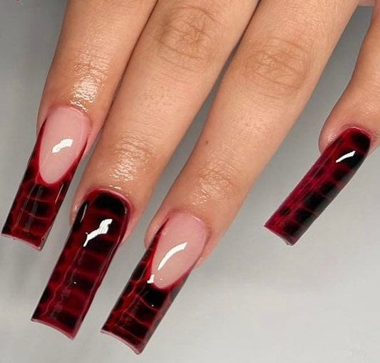 Croc Print + French press ons | press on nails | Handmade Press On Nails