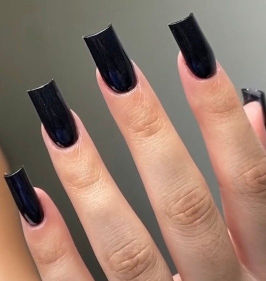 Solid Ultra Black press ons | press on nails | Handmade Press On Nails