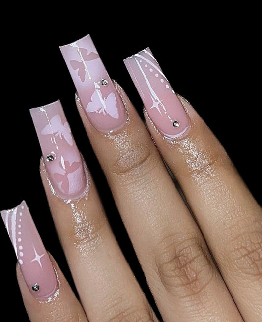 Airbrush Butterflies press ons | press on nails | Handmade Press On Nails