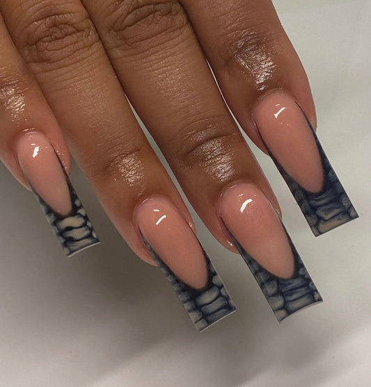 Croc Print Frenchies press ons | press on nails | Handmade Press On Nails