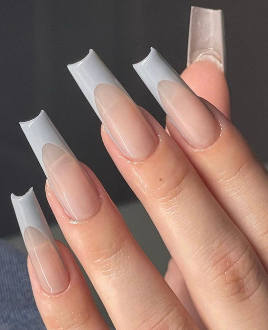 Grey Frenchies press ons | press on nails | Handmade Press On Nails