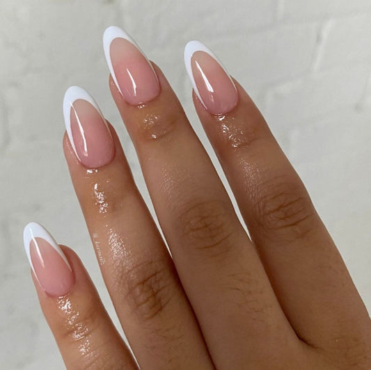 White French press ons | press on nails | Handmade Press On Nails