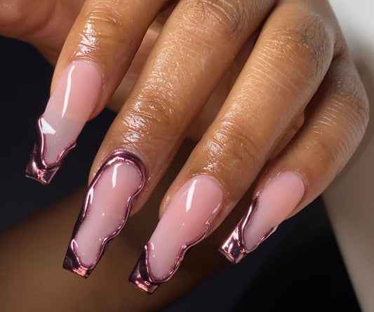 Rose gold 3D chrome | press on nails | Handmade Press On Nails