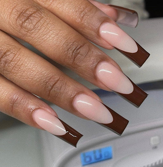 Mocha French press ons | press on nails | Handmade Press On Nails
