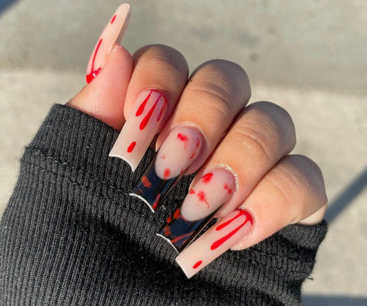 Halloween press-on Nails | Ghost face press ons | Handmade Press On Nails