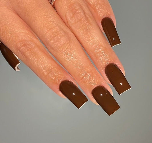 Solid Chocolate press ons | press on nails | Handmade Press On Nails