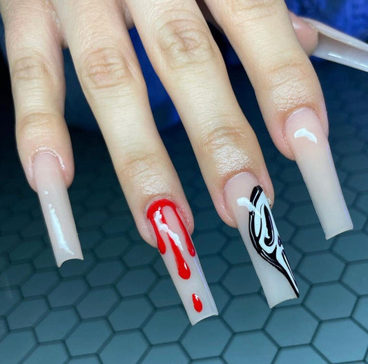Nude Ghostface Set | Halloween press-on Nails | Handmade Press On Nails -