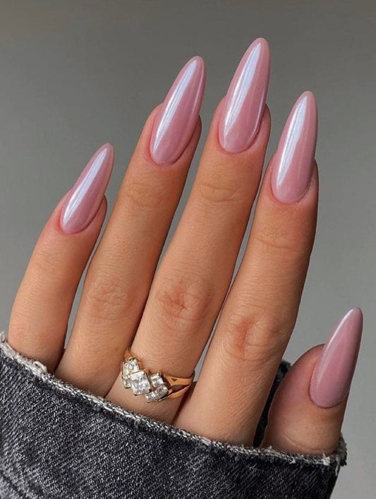 Baby Pink chrome press ons | press on nails | Handmade Press On Nails