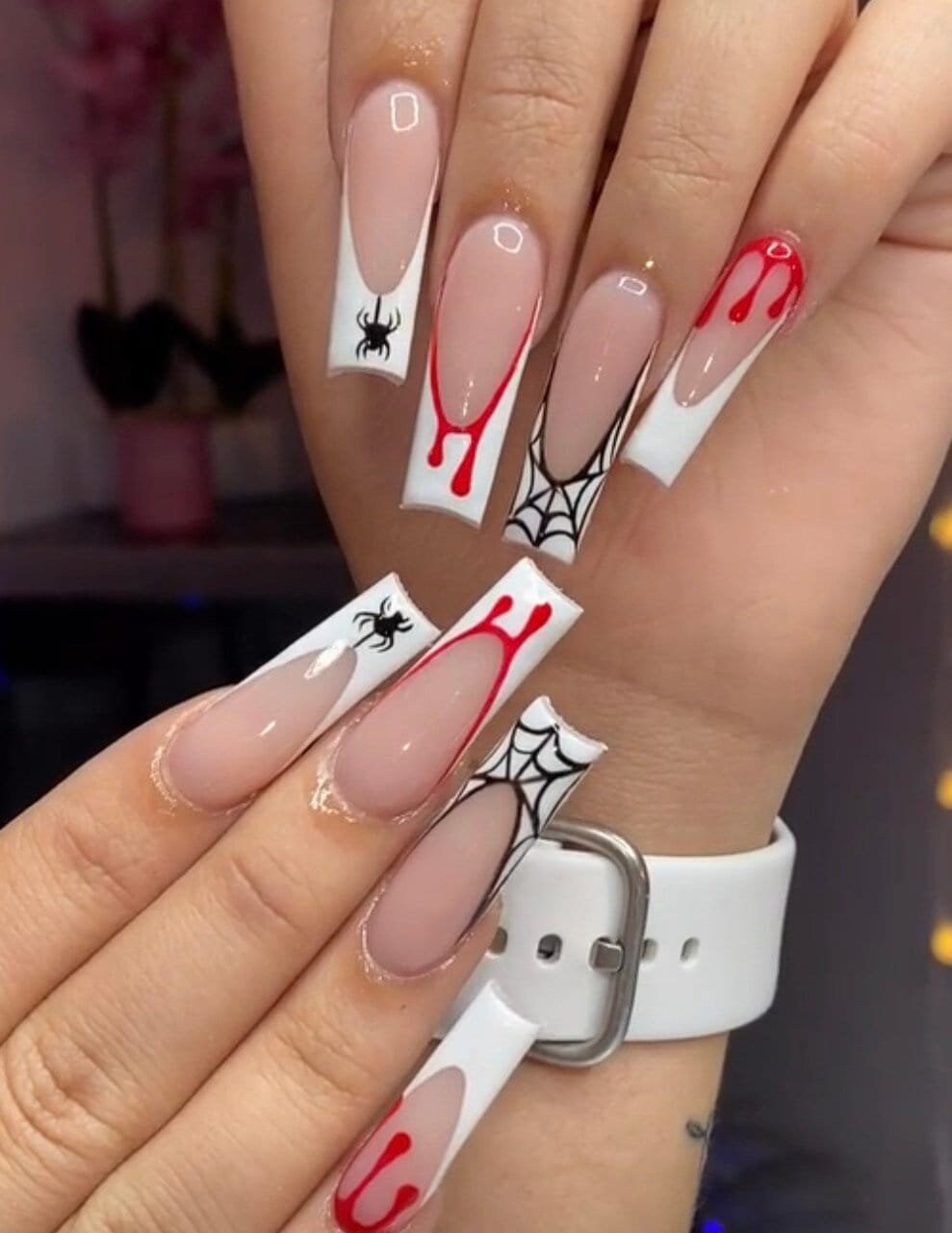 Halloween press-on Nails | Ghost face press ons | Handmade Press On Nails