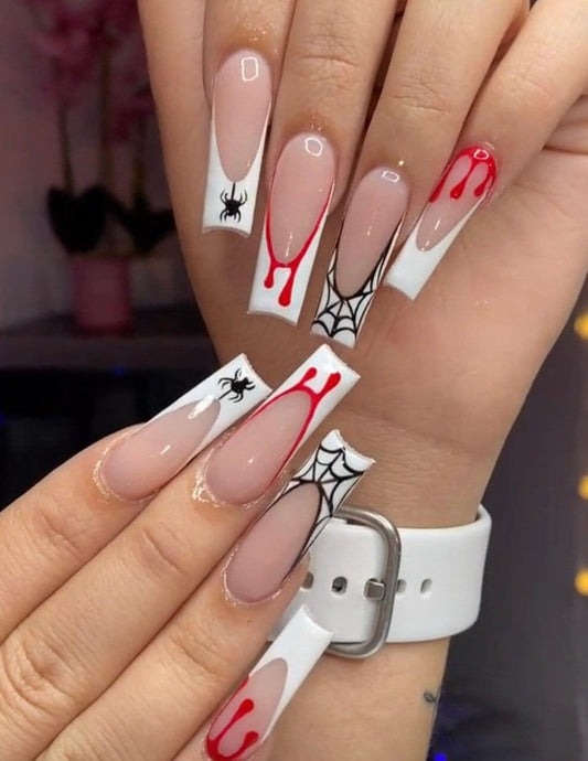 Halloween press-on Nails | Ghost face press ons | Handmade Press On Nails