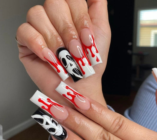 Halloween press ons | ghost face press ons | Handmade Press On Nails