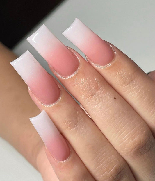 Pink & White Ombre press ons | press on nails | Handmade Press On Nails