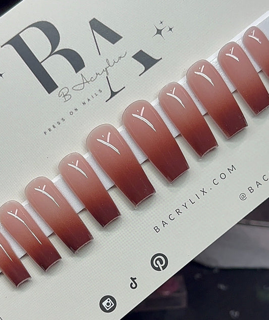 Brown Ombré press ons | Springpress on nails | Handmade Press On Nails