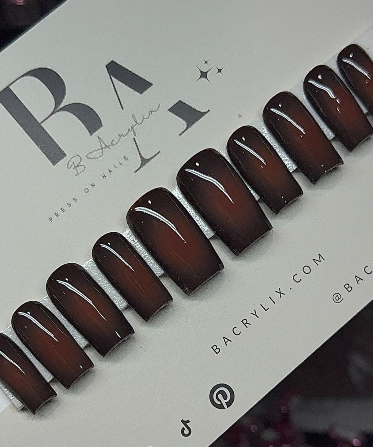 Brown Aura press ons | Christmas press on nails | Handmade Press On Nails