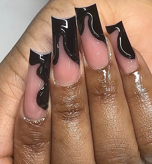 Black 3D abstract press ons | Spring press on nails | Handmade Press On Nails