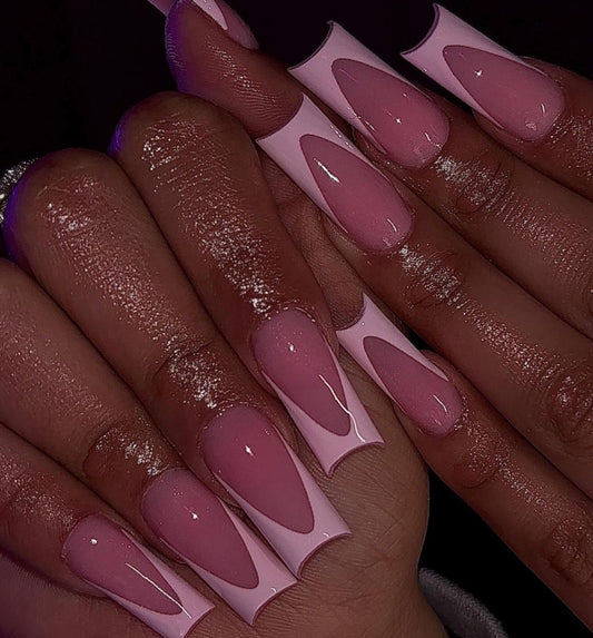 Pink on Pink French press ons | Spring press on nails | Handmade Press On Nails