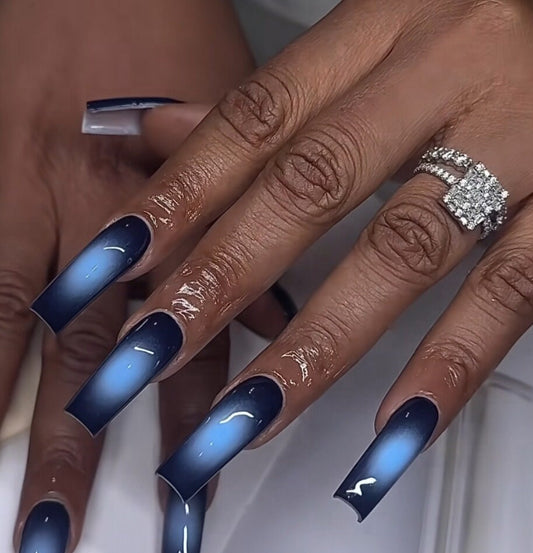 Blue Aura press ons | Summer press on nails | Handmade Press On Nails