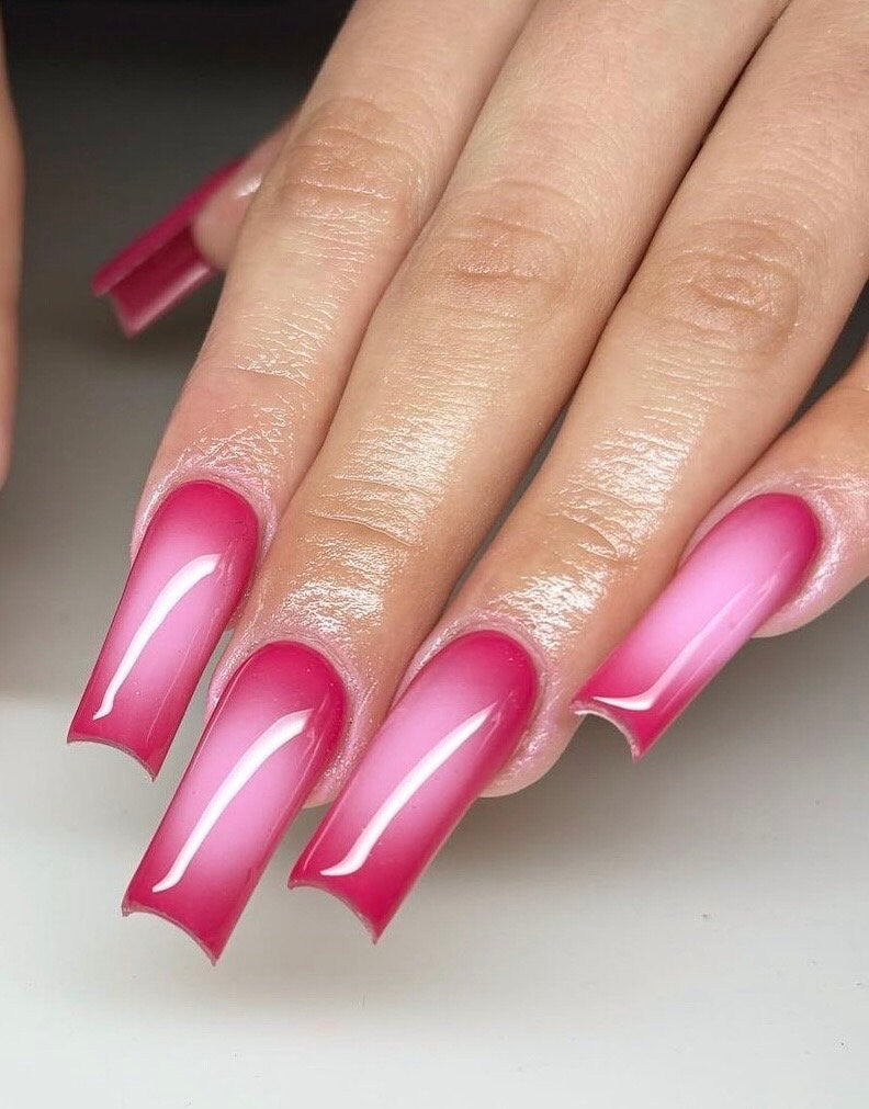 Deep Pink Aura press ons | Spring press on nails | Handmade Press On Nails