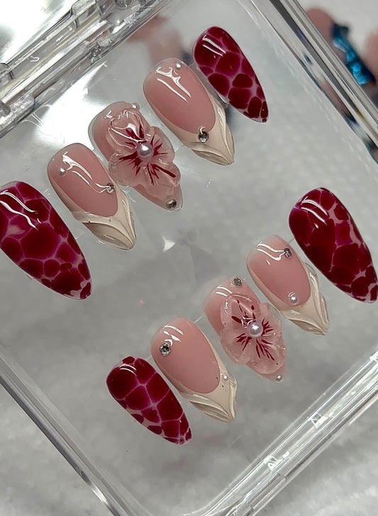 Spring 3D flower press ons | Spring press on nails | Handmade Press On Nails