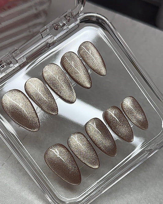 Velvet Cateye press ons | Fall press on nails | Handmade Press On Nails