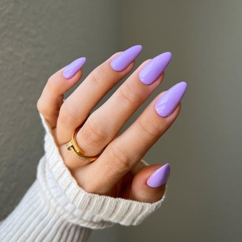 Bright Pastel Purple Solid press ons | Fall press on nails | Handmade Press On Nails